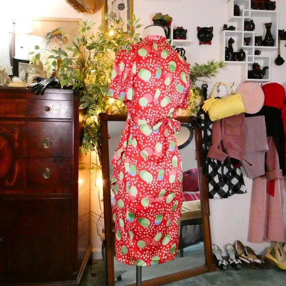 The Seamstress of Bloomsbury 1940's Style Atomic Satin Mabel Dress Sz UK8 - Picture 6 of 11